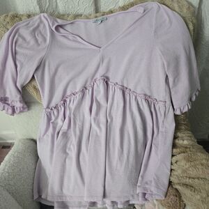 Lavender Ruffle Trim Women's Top